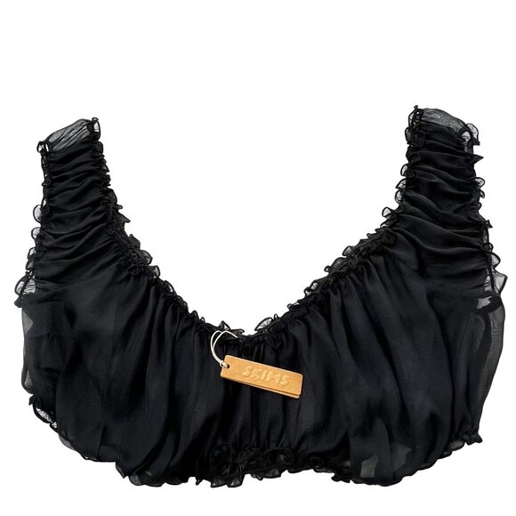 SKIMS‎ Romance Chiffon Crop Top Onyx 2X - Picture 1 of 12